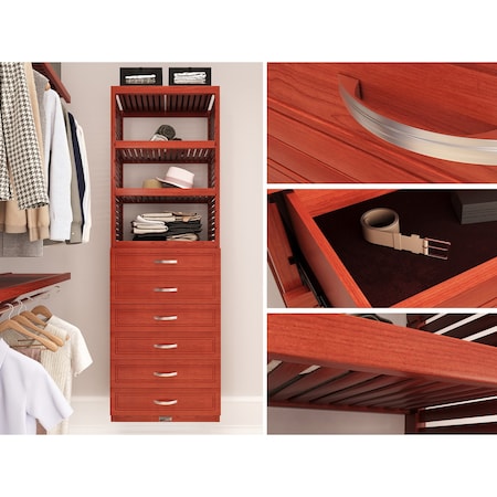 John Louis Home Solid Wood 12in. Deep 5 Drawer Storage Tower Red Mahogany JLH-410WC-R